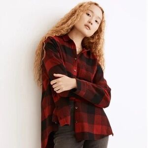 Madewell Flannel Side-Button Oversized Ex-Boyfriend Shirt in Buffalo Check med.